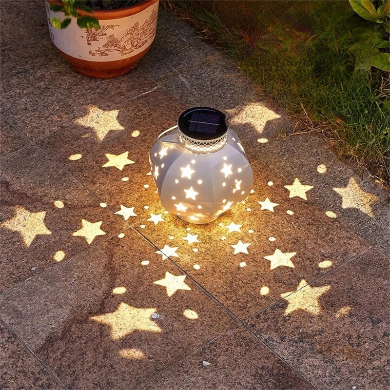 Garden Lighting Decor - ガーデンスタープロジェクターランプ吊り下げ式ソーラーライト屋外用吊り下げ式ソーラーランタンレトロソーラーランプハンドル付き屋外庭園装飾