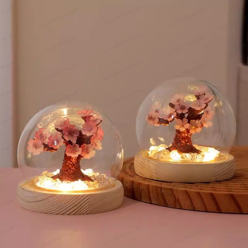 Decor Lighting Fixtures - DIY 桜の木デスクランプ - 暖白色の雰囲気照明器具、禅の寝室の装飾、女性へのユニークな贈り物