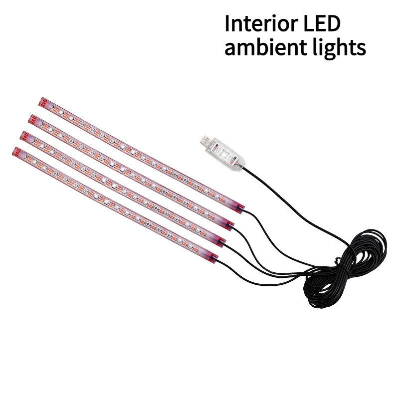 Lighting Interior Decor - 車内LED雰囲気ライトUSB電源音楽リズムフットウェルランプ車内装飾用装飾照明夜間用