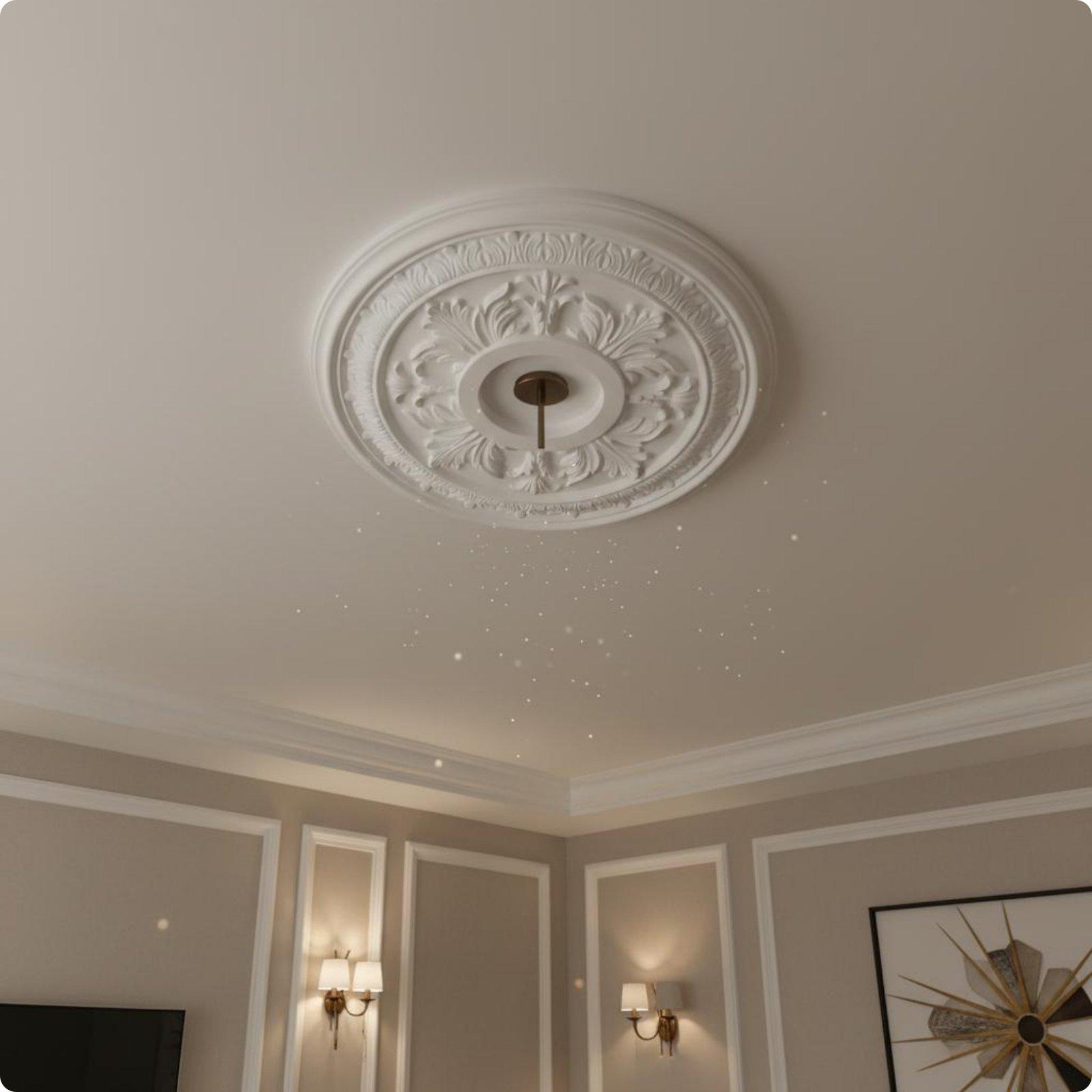 Decor Lighting Fixtures - 金箔押し天井照明パネルPU丸型メダリオン天井照明器具ベース（リビングルーム装飾用）