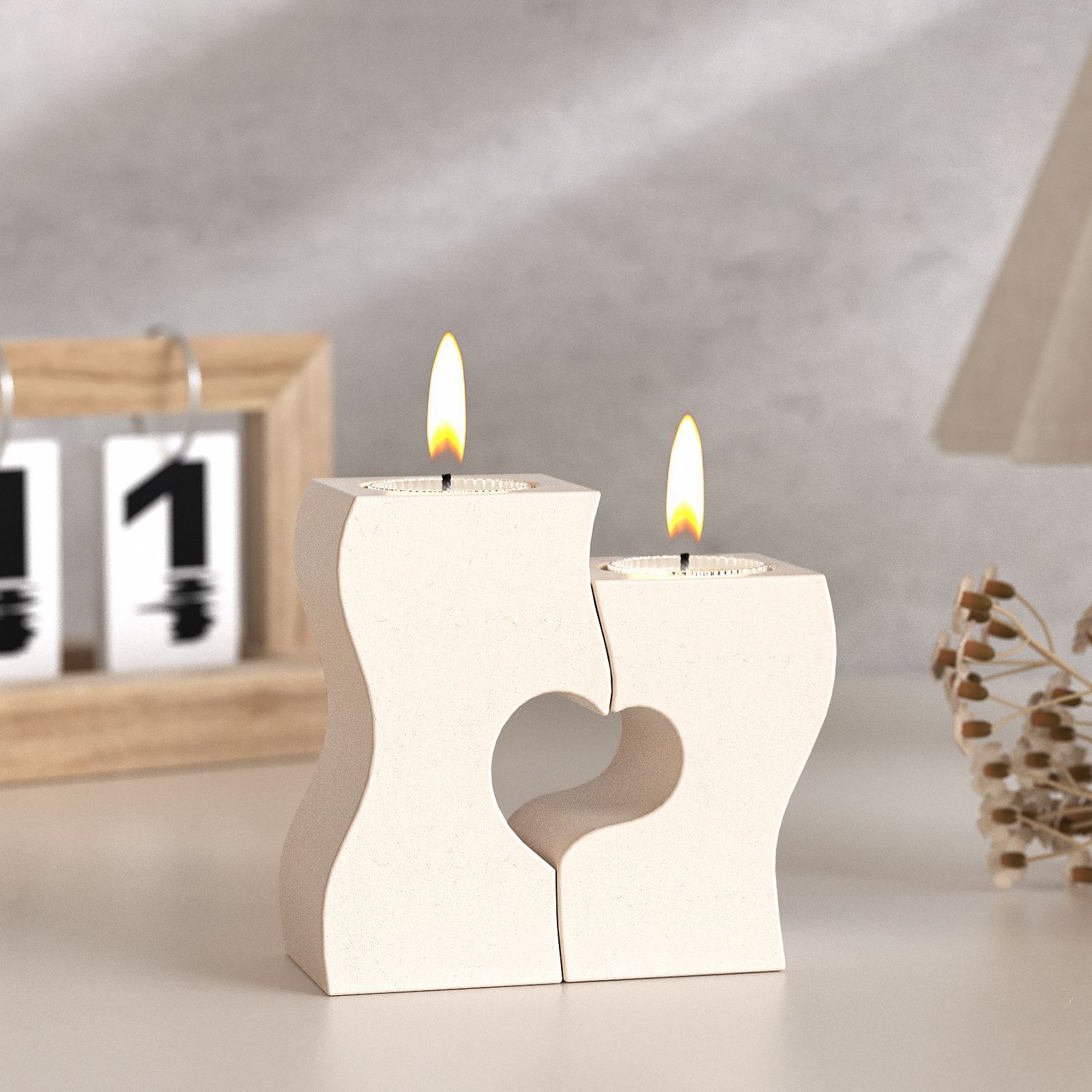 Candle Holder Set - S ハート燭台シリコーン金型 DIY キャンドルホルダー石膏石膏セメント型クラフトウェディングギフト注ぐ UV 樹脂作成ツール