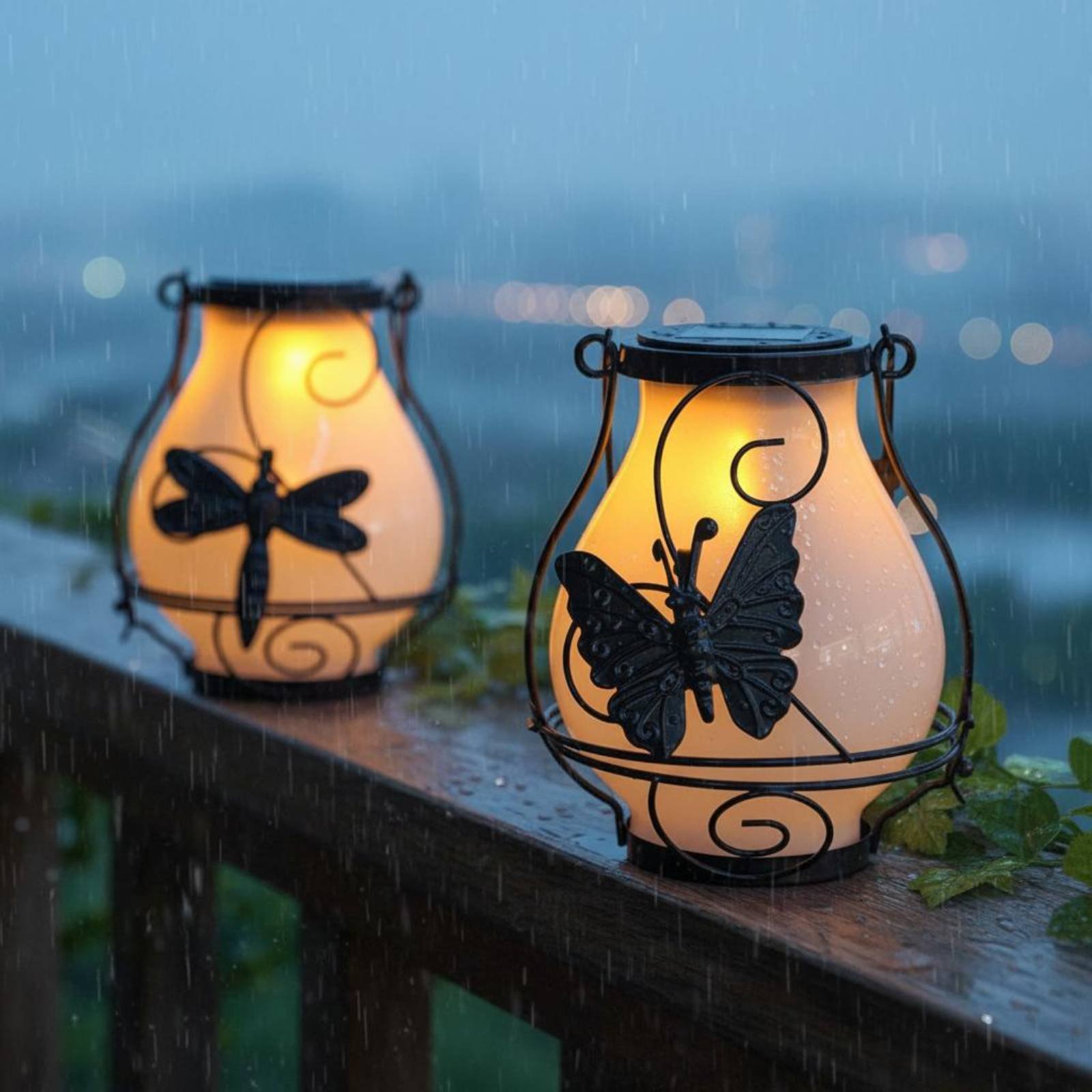 Garden Lighting Decor - ソーラーバタフライランタン 防水バタフライソーラーランタン 装飾中庭ライト パティオに使いやすい
