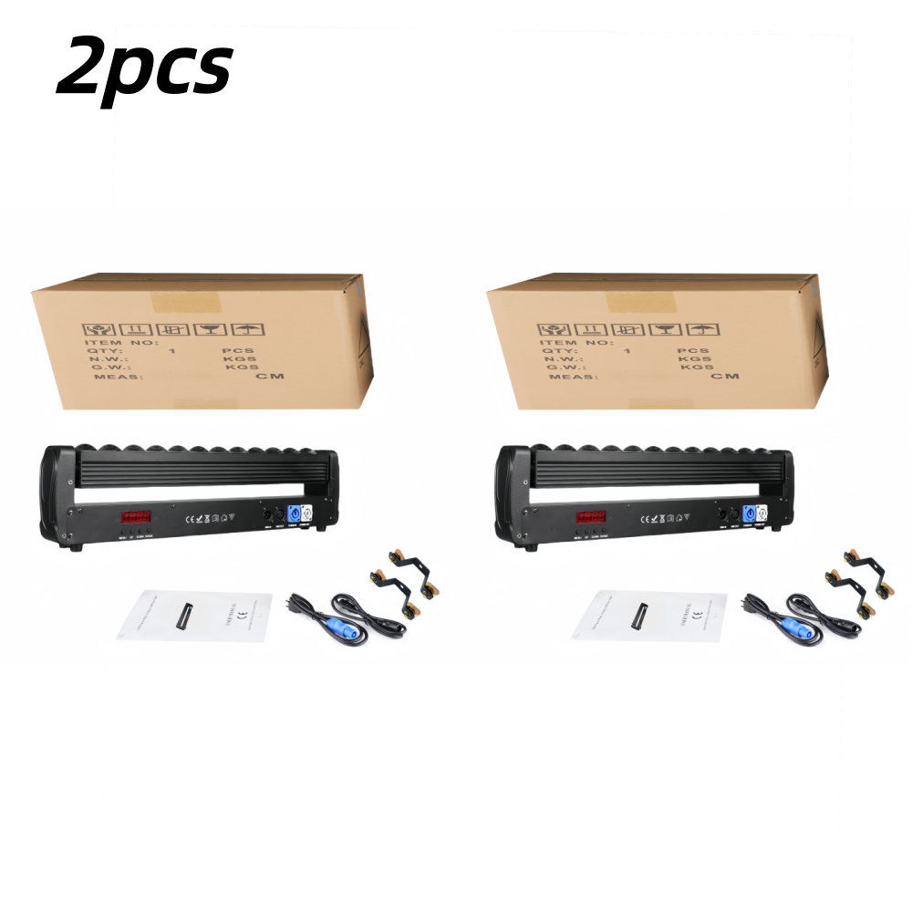 Fairy Light Curtain - 2個入り 200W 両面ビームカーテン＆ストロボ 360 ° 無限回転LEDムービングヘッドDMXライト、DJステージ、バー、ディスコ、コンサート、パーティー用