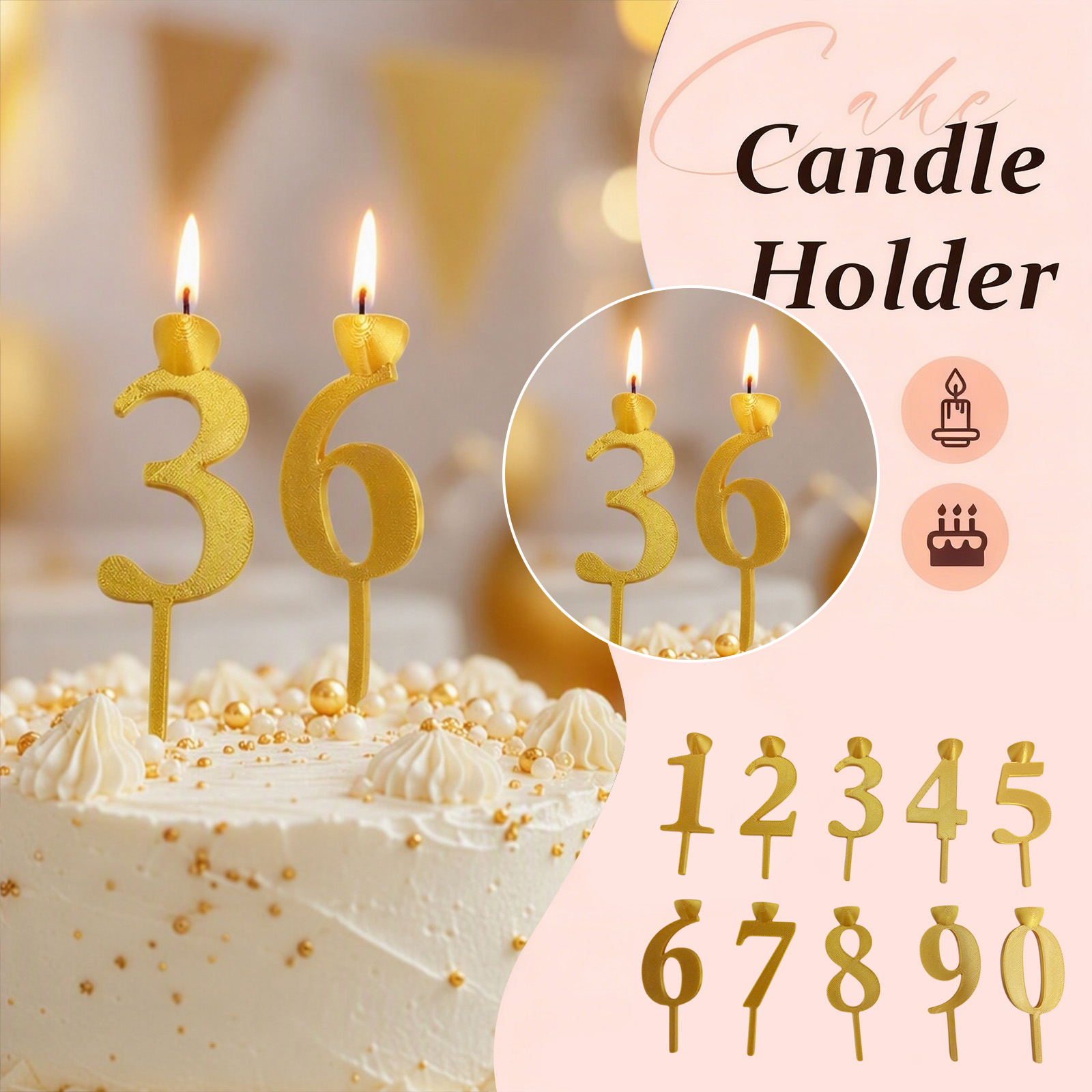 数字のキャンドルホルダーセット（0～9）。ケーキトッパーとし - Candle Holder Set のレビューと価格