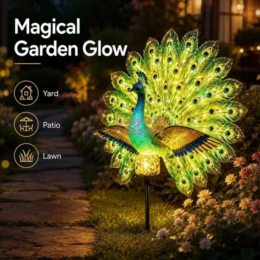 ソーラーピーコックガーデンスカルプチャー、自動点灯LED付き - Garden Lighting Decor のレビューと価格