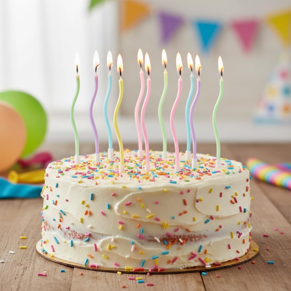 レインボースパイラルバースデーケーキキャンドル12個セット（ - Candle Holder Set のレビューと価格