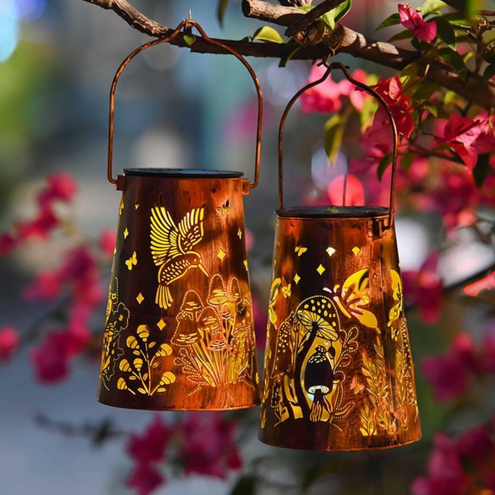 花柄ガーデンランタンパターンガーデン照明器具自動オン/オフ錬 - Garden Lighting Decor のレビューと価格