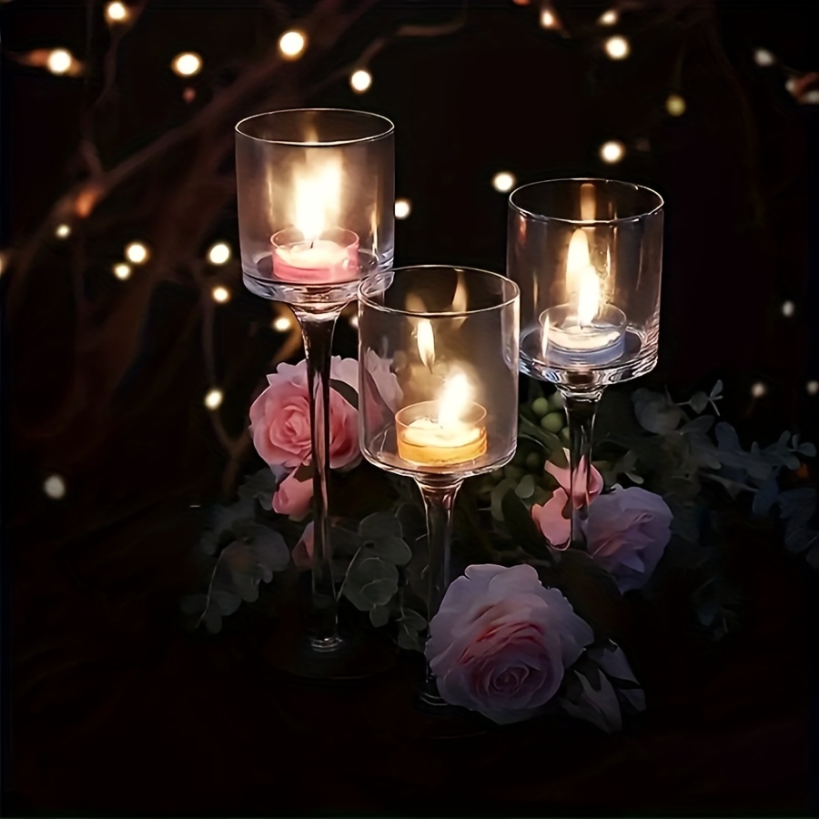 3個セット 透明ガラスキャンドルホルダー エレガントなギフト - Candle Holder Set のレビューと価格
