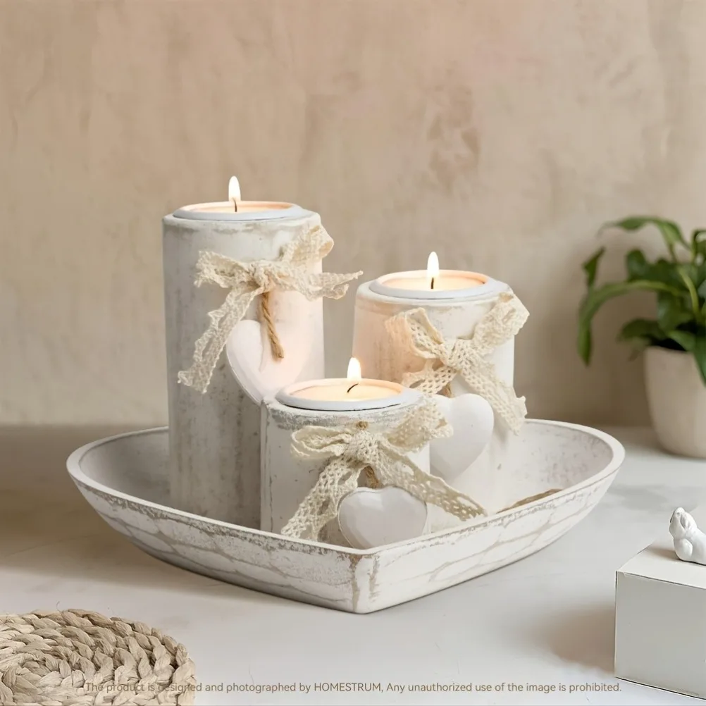 木製キャンドルホルダーセット ティーランプ キャンドルスティ - Candle Holder Set のレビューと価格