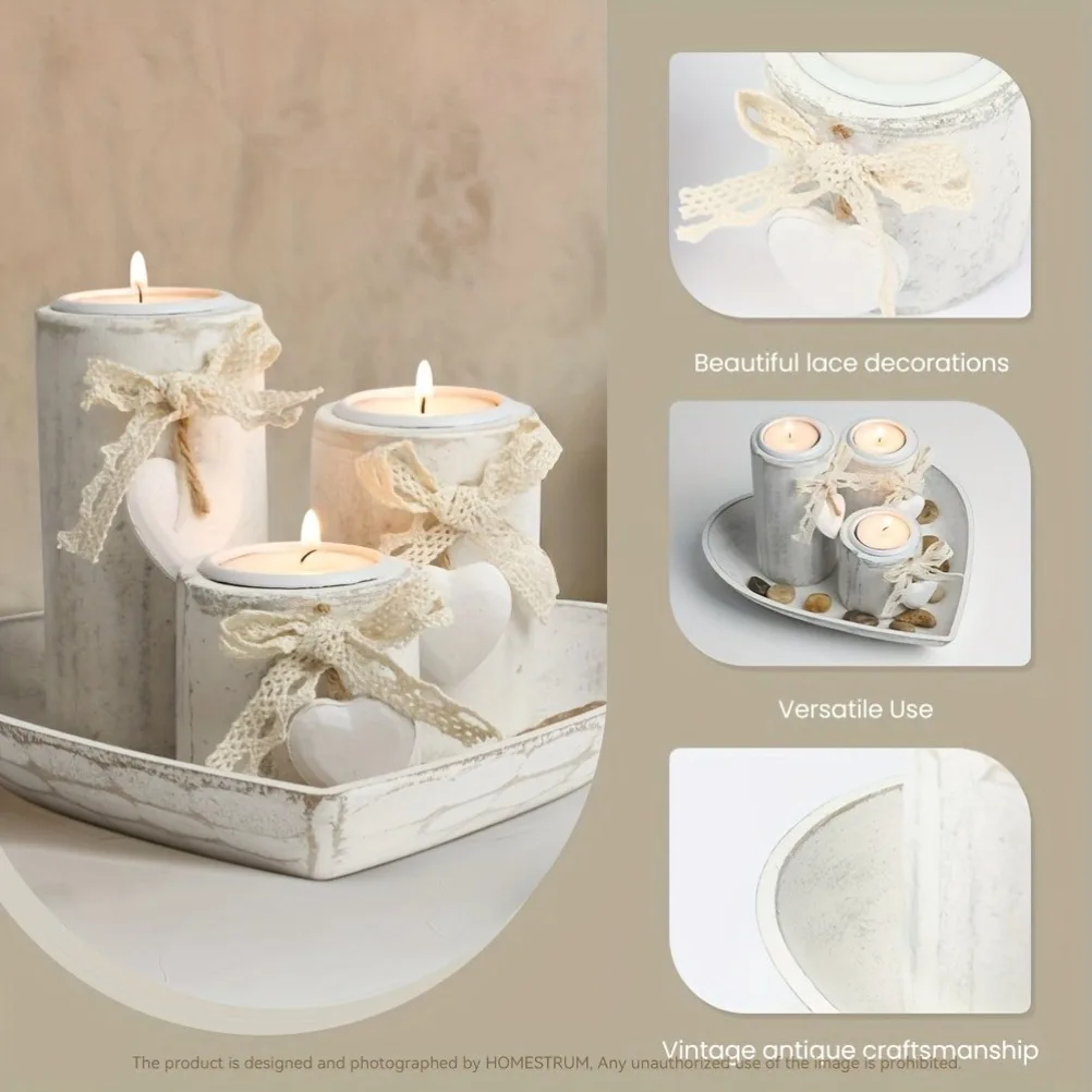 木製キャンドルホルダーセット ティーランプ キャンドルスティ - Candle Holder Set のレビューと価格