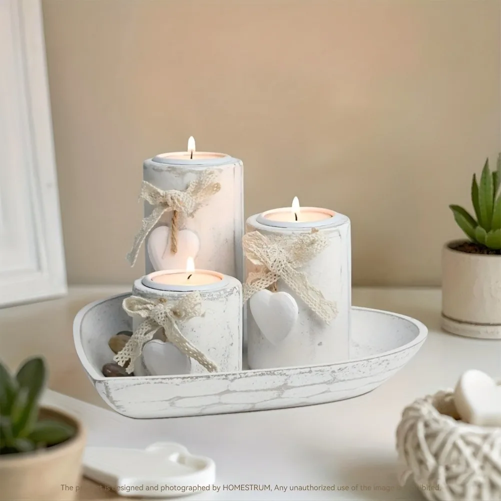 木製キャンドルホルダーセット ティーランプ キャンドルスティ - Candle Holder Set のレビューと価格