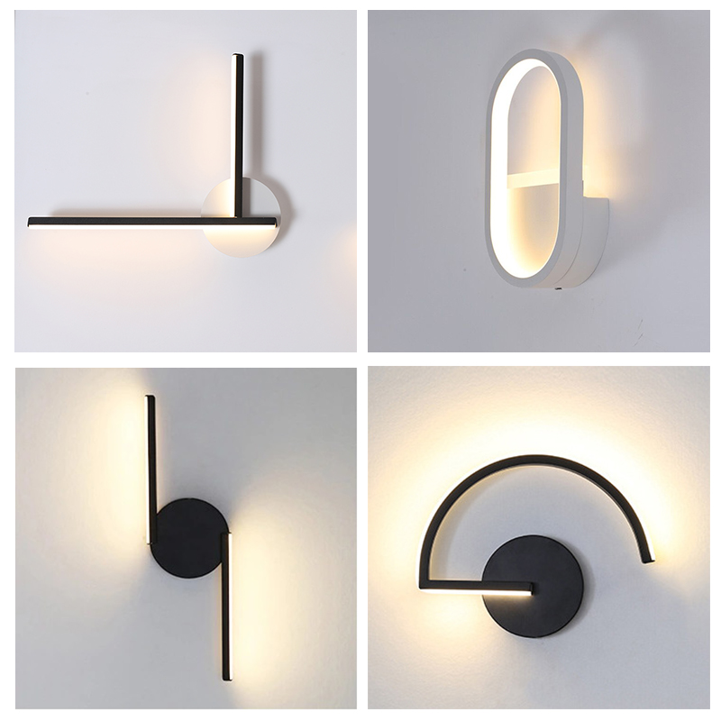 モダンな北欧LEDウォールランプ、ミニマリストブラック幾何学 - Lighting Decor For Living Room のレビューと価格