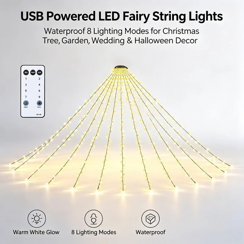 防水USB LEDストリングライト、クリスマスツリー、結婚式 - Garden Lighting Decor のレビューと価格