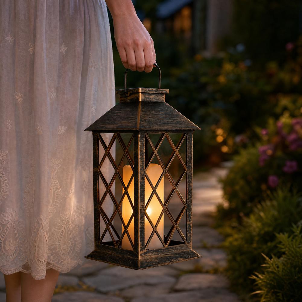 レトロソーラーランタン、屋外ソーラーキャンドルランタン、吊り - Garden Lighting Decor のレビューと価格