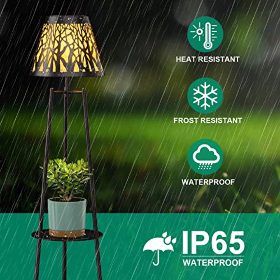 2パック屋外ソーラーフロアランプ、植物スタンド付き、防水メタ - Garden Lighting Decor のレビューと価格