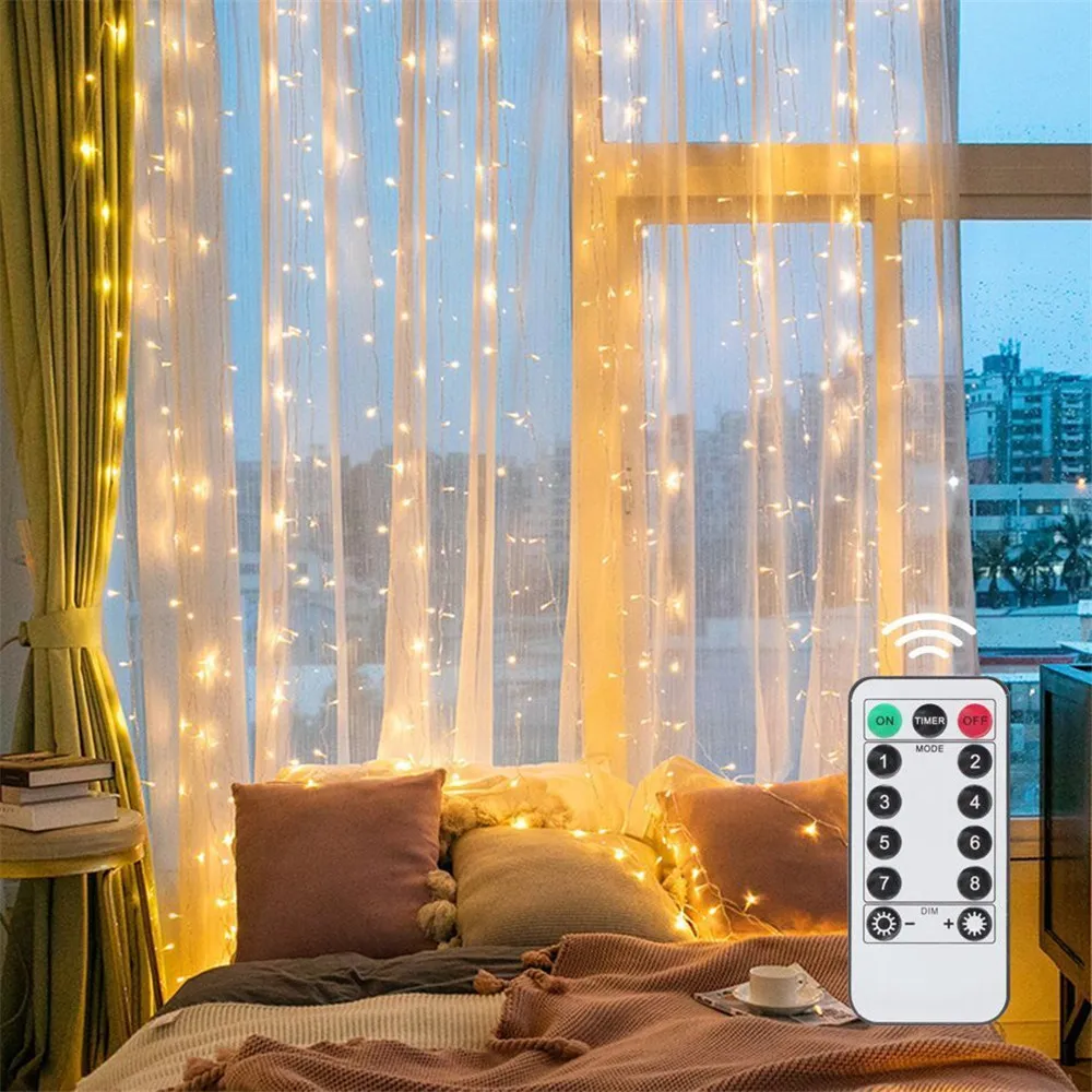 3/6M USB LED カーテン 8 モードリモコンライト - Fairy Light Curtain のレビューと価格