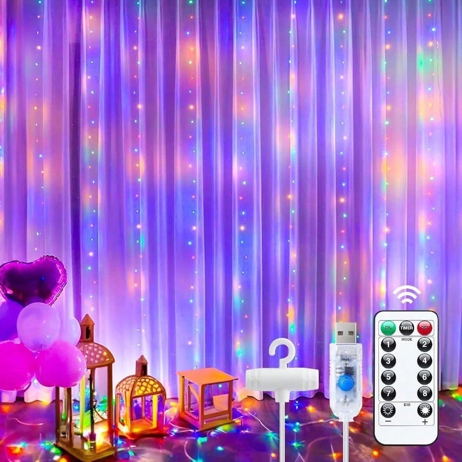 カーテンライト、300個のLED調光可能なフェアリーライト、 - Fairy Light Curtain のレビューと価格